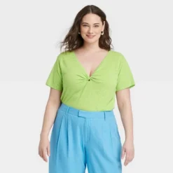 Women's Short Sleeve V-Neck Linen T-Shirt - A New Day™ -A New Day GUEST b5867f8b f2b2 4e17 9d0f 2497ecfc2185