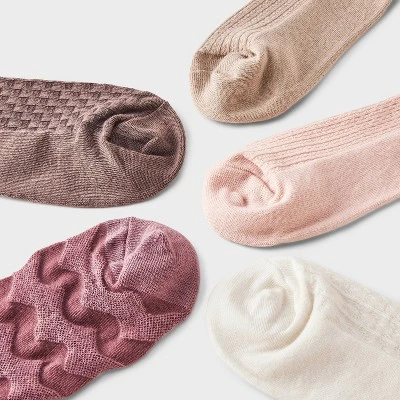 Women's Mixed Tonal Textured 5pk Ankle Socks - A New Day™ Brown/Pink/Ivory 4-10 4 Women's Mixed Tonal Textured 5pk Ankle Socks - A New Day™ Brown/Pink/Ivory 4-10 - Image 2