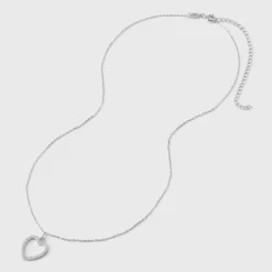 Sterling Silver Open Heart Cubic Zirconia Necklace - A New Day™: Spring Ring Clasp, 16" Pendant -A New Day GUEST b8621cf0 1880 44da a190 e107076a84a8
