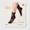 Women's Floral With Rhinestones And Lace Trim Sheer Anklet Socks - A New Day™ Black One Size -A New Day GUEST bb65c97b 0c37 4c04 9046 868004b60554