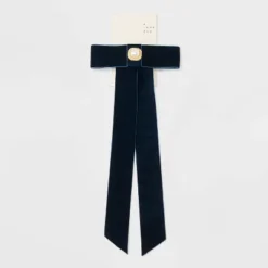 Velvet Bow With Pearl Center Hair Barrette - A New Dayâ„¢ Navy Blue