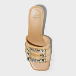 Women's Kathleen Raffia Buckle Block Heels - A New Day™ Beige -A New Day GUEST bc2fd6ab dfb0 4d2c 84c8 cef6a05de0ed