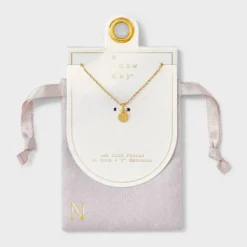 14K Gold Plated Round Initial Pendant Necklace - A New Day™ -A New Day GUEST be04e038 f988 4147 8cd2 a510c72ea721