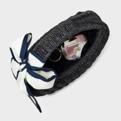 Straw Mini Bag With Bow - A New Day™ Black: Woven Paper Straw, Structured Shoulder Handbag, Single Handle, Solid Pattern -A New Day GUEST bef27bac 236d 485f 8f72 6c5e6107ff38
