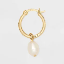14k Gold Plated Freshwater Pearl Click Top Hoop Earrings - A New Day™ Gold: Nickel-Free, Statement Jewelry -A New Day GUEST c13d8363 af73 44a3 93bc 46c0edb3f40c