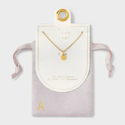 14K Gold Plated Round Initial Pendant Necklace - A New Day™ -A New Day GUEST c17fb12d 4407 4e62 b121 ffeadcc42426