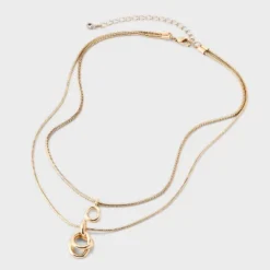 Interlock Circle Pendant Multi-Strand Necklace - A New Day™ Gold: Nickel-Free Metal, Lobster Claw Clasp -A New Day GUEST c64f344c 4ee4 4058 9bcf 34a1c61254e9