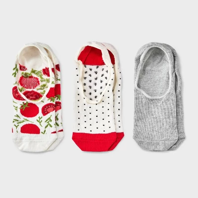 Women's Tomatoes 3pk Liner Socks - A New Day™ Red/Ivory/Heather Gray 4-10: Seamless Toe, Nonslip Grippers 5 Women's Tomatoes 3pk Liner Socks - A New Day™ Red/Ivory/Heather Gray 4-10: Seamless Toe, Nonslip Grippers - Image 3