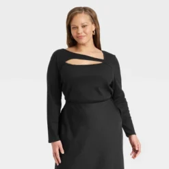 Women's Slim Fit Ribbed Long Sleeve Cut-Out T-Shirt - A New Day™ -A New Day GUEST d1bdc677 d664 45f8 a13a 03f0e368a5a6