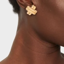 X Shape Button Post Earrings - A New Day™ Gold