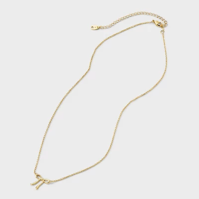 14K Gold-Plated Bow Necklace - A New Day™ Gold 3 14K Gold-Plated Bow Necklace - A New Day™ Gold