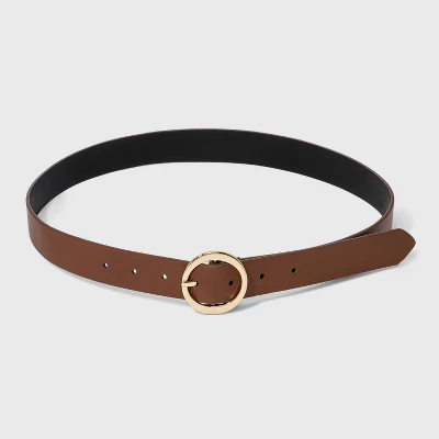 Women's Oval Tapered Center Bar Reversible Belt - A New Day™ Cognac/Black 5 Women's Oval Tapered Center Bar Reversible Belt - A New Day™ Cognac/Black - Image 3
