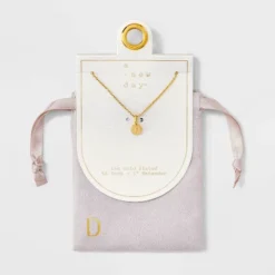 14K Gold Plated Round Initial Pendant Necklace - A New Day™ -A New Day GUEST d501c136 9a72 4f21 a566 accb1eab13f9