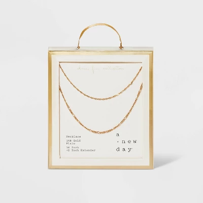 14K Gold Plated Twist And Figaro Chain Faux Duo Necklace - A New Day™ Gold 4 14K Gold Plated Twist And Figaro Chain Faux Duo Necklace - A New Day™ Gold - Image 2