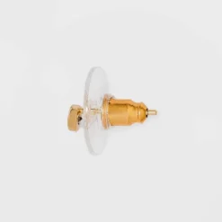 14K Gold Plated Cubic Zirconia Triple Circle Stud Earring Set 2pc - A New Day™