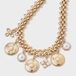 Pearl Charm And Coin Multilink Chain Necklace - A New Day™ Gold -A New Day GUEST e3e271a1 42b0 4735 863c 3aca5c9fbc01