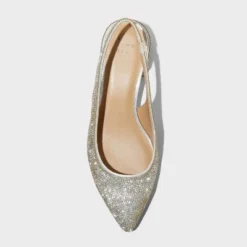 Women's Elle Rhinestone Slingback Pointed Toe Heels - A New Day™ Silver -A New Day GUEST e918ca96 9fd1 4b19 9475 d6a0225099a9