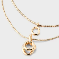 Interlock Circle Pendant Multi-Strand Necklace - A New Day™ Gold: Nickel-Free Metal, Lobster Claw Clasp -A New Day GUEST eb1eae76 7cc0 4016 ad53 5ac3724aee90